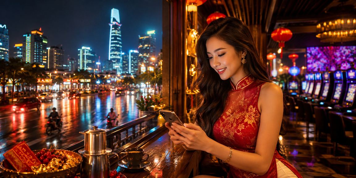 Khách hàng chơi casino di động thưởng thức cà phê tại TP Hồ Chí Minh